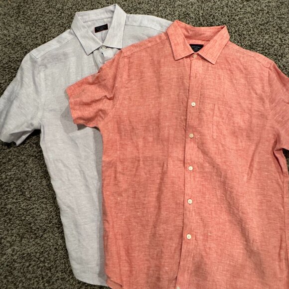 UNTUCKit Mens short sleeve linen shirts Pack of 2 Size Large NEW - Picture 1 of 4